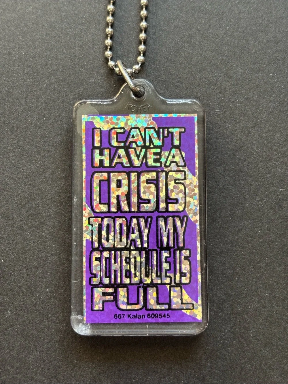Holographic Quote Keychain Purple | 90s Phone Charm